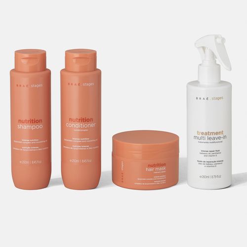 Kit Nutrição Braé Stages Shampoo + Condicionador + Máscara + Leave-in Spray