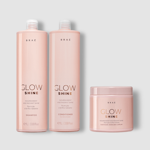 KIT Glow Shine Shampoo 1L + Condicionador 1L + Máscara 500g