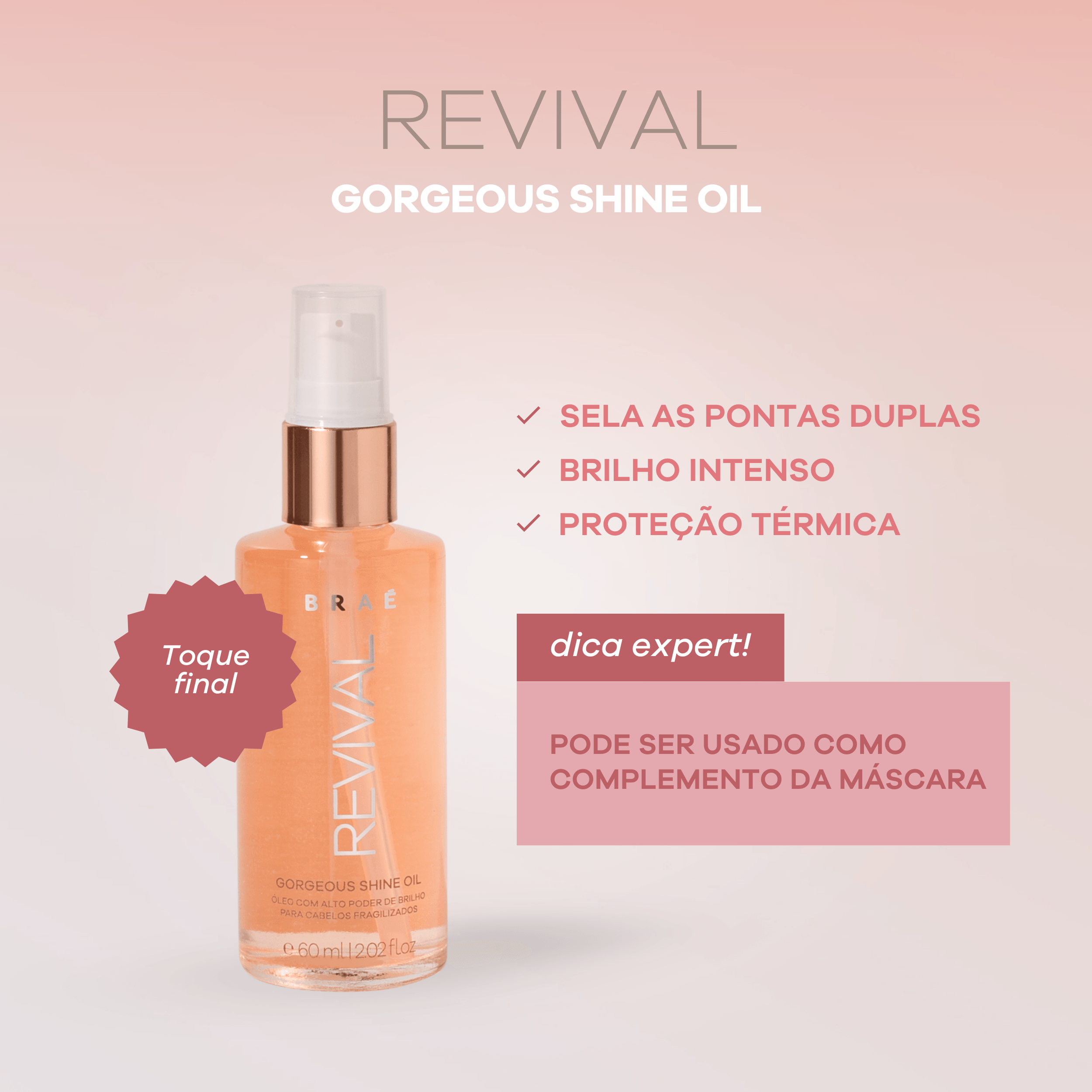 Óleo Capilar Revival Gorgeous Shine 60ml | Reconstrução