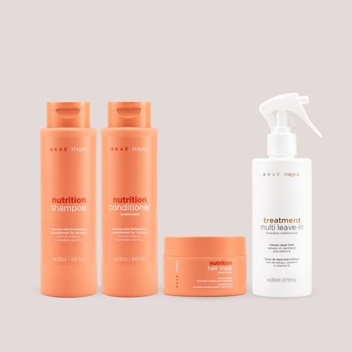 Kit Nutrição Braé Stages Shampoo + Condicionador + Máscara + Leave-in Spray
