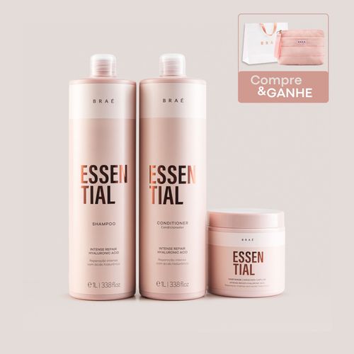 KIT Essential Shampoo 1L + Condicionador 1L + Máscara 500g