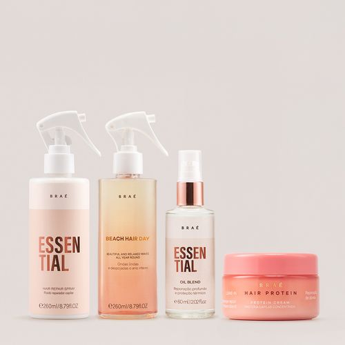 Kit Essential Fluido Reparador + Beach Hair Day + Essential Oil + Hair Protein