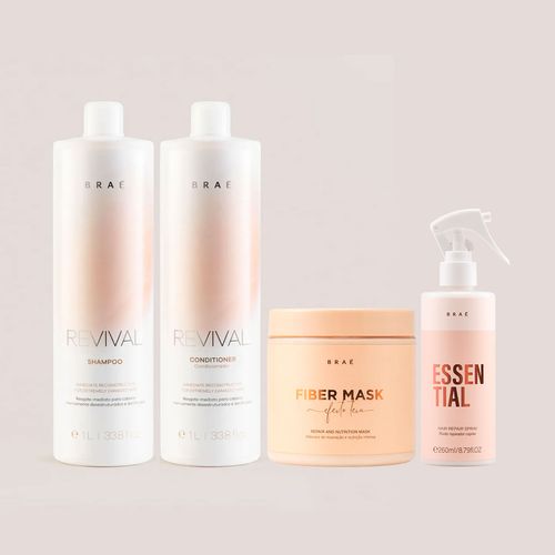Kit Revival Shampoo e Condicionador 1L + Fiber Mask 500g + Essential Fluido Reparador