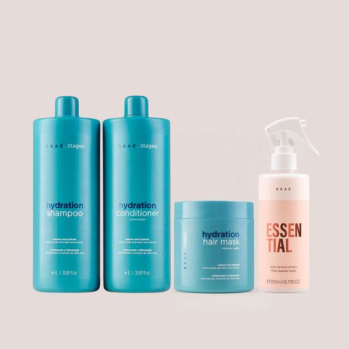 Kit Stages Hydration Shampoo e Condicionador 1L + Máscara 500g + Essencial Fluido Reparador