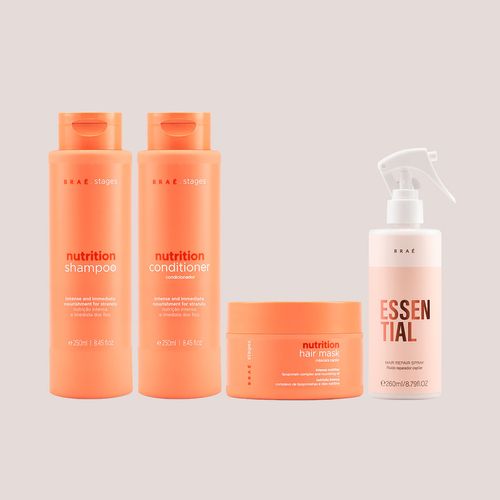 Kit Stages Nutrition Shampoo e Condicionador 250ml + Máscara 200g + Essential Fluido Reparador